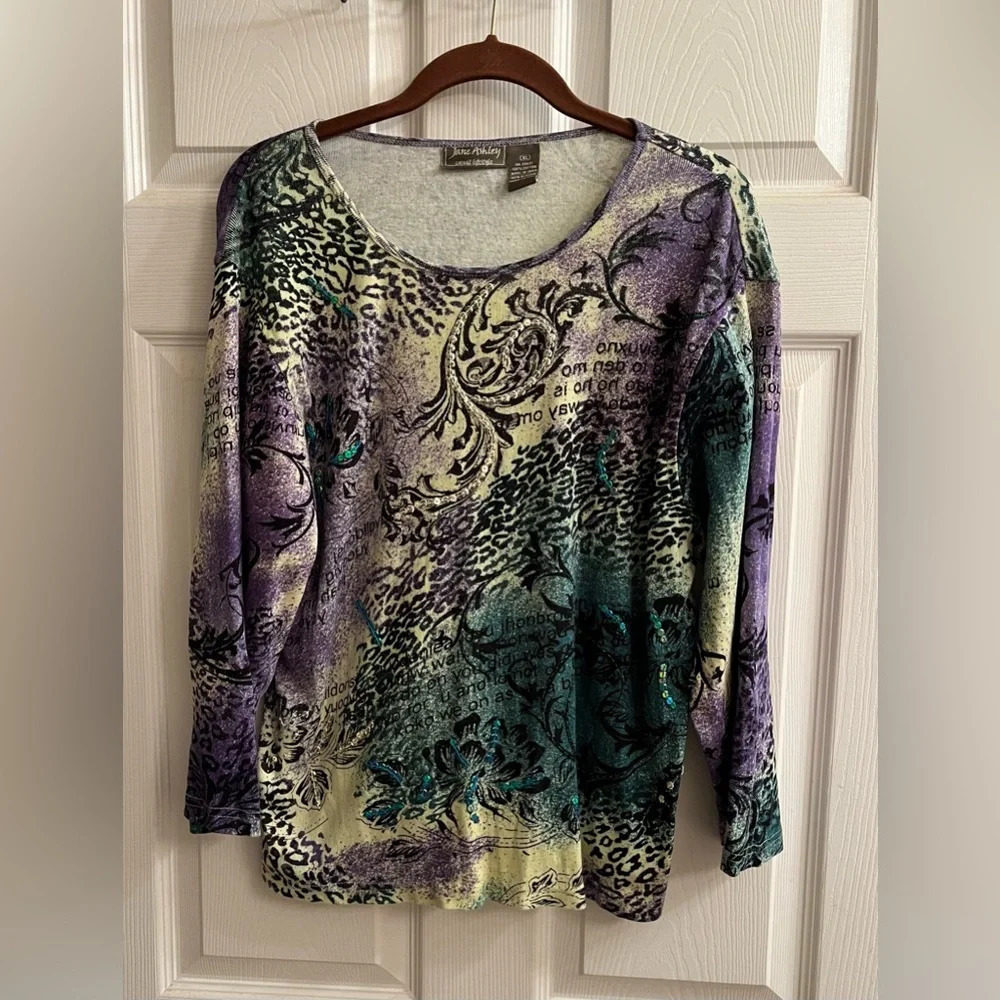 JANE ASHLEY~100% COTON~LONG SLEEVE BLOUSE~XL